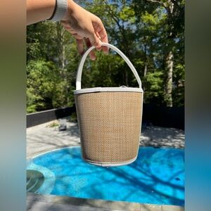 White and Tan Bucket Bag